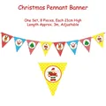 Christmas paper bunting banner with Santa Claus and reindeer motifs, 8 flags, 3m length - Polka Dot Triangle Flag