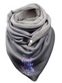 Winter thermal scarf in dark grey with colorful feather print and leather buckle - 63-Gradient Feather Butterfly