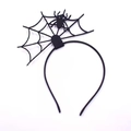 Detailed top view of black Halloween headband with spider and spider web motifs - Spider Web