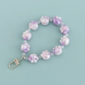 Gradient purple cat paw beaded keychain with iridescent finish and metal clasp - Purple Gradient Paw Style (B345-5)