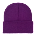 Classic purple cuffed knit beanie cap made of warm acrylic material for winter wear - One Size / Dark Purple