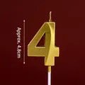 Golden number 4 birthday cake candle with metallic finish and 4.8cm height measurement - Gold Diamond-faceted Number Candle 4