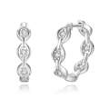 Sparkling S925 sterling silver hoop earrings with water ripple lace edges and cubic zirconia - Platinum Color