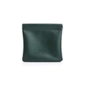Dark green leather cosmetic pouch with snap top closure and embossed Facilodo text - Dark Green