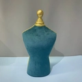 Peacock green velvet jewelry display bust with elegant gold trim for necklaces - Large Mannequin Bust Necklace Stand (Peacock Blue)