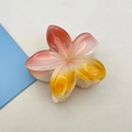 Pink and orange gradient plumeria hair claw clip with a glossy acetate finish - Frangipani Hair Clip / 8x7x4cm / Tangerine and Orange Gradient