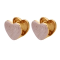 Orecchini a cerchio dorati a forma di cuore con smalto marmorizzato rosa per donna - Oro + Bianco