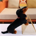Peluche bassotto realistico nero e marrone con collare rosso in un accogliente ambiente casa - 37cm / Nero (Collare Rosso)