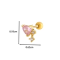 Pink heart-shaped zircon stud earring with gold-plated finish, 0.93cm by 0.65cm - Pink Heart Stone - Gold (5# Gold)