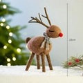 Brown felt reindeer Christmas ornament with wood antlers and grey scarf, 23cm height - Christmas Reindeer (Large)