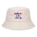 Dettaglio del ricamo floreale colorato Mañana Será Bonito su un cappello beige - Taglia unica / Beige