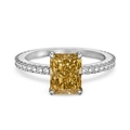Elegant s925 silver ring with a large cushion-cut yellow gemstone and side diamonds - US 5 / Silver Yellow Zirconia