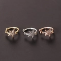 Star-shaped ear bone clips in gold, silver, and rose gold with pavé cubic zirconia - Star Style / Silver