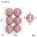 Set of 6 red and white spiral Christmas ball ornaments with silver glitter, 6cm diameter - 6CM Silver Red and White Line Wrap Ball