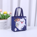 Blauwe Halloween-cadeautas van vliesstof met handvatten en Trick or Treat-print - 22*22*10cm / Halloween Donkerblauw