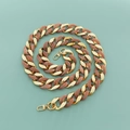 Macro view of wide resin acrylic bag strap with gold lobster clasps in dark pink - Two-tone Pink & Gold