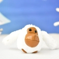 Detailed close-up of a cute white plush orangutan keychain with a brown leather face - Gorilla / 10cm (Lobster Clasp-Gold) / White