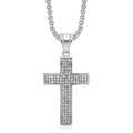 Collana hip hop con pendente a croce in argento e cristalli scintillanti su fondo bianco - Pendente Singolo (Croce Iced Out) / Color Acciaio