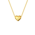 Élégant collier cœur en acier titane doré avec lettre J gravée sur une chaîne à maillons - Lettre J (S-P143-J)