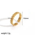 Adjustable 18k gold plated stainless steel chain ring with 4.5mm width design - Woven Chain Texture Style