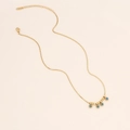 Detail of gold box chain necklace featuring turquoise evil eye beads and golden accents - Evil Eye Round Bead Box Chain Necklace (4#)