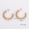 Exquisite gold 304 stainless steel hoop earrings with unique twisted wire texture design - Wrapped Wire Hoop Style (AMLEH210)