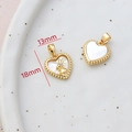 Close-up of 14k gold plated heart pendant with white mother of pearl and rabbit detail - 7# Heart Rabbit Mother of Pearl