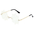 Rimless snowflake shaped party sunglasses with gold metal frame and clear lenses - Gold Frame White Lens