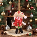 Plush Christmas snowman pendant with red plaid hat and scarf for tree decoration - Burlap Snowman