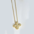 Gold clover necklace with sparkling micro-pave crystals on a minimalist chain - Clover Style (X XL3381-24)