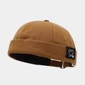 Brown canvas miki hat with heart label and adjustable strap for casual street style - Adjustable / Double Heart Khaki