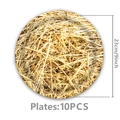 Set of 10 disposable 9-inch paper plates featuring a realistic straw texture pattern - 9-Inch Plates 10PCS (Haystack)