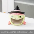 Ceramic green witch Halloween candy bowl with black hat, 12.1x10.4x11.8cm size - Witch Horn / Green