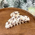 Elegant white acetate hair claw clip with brown floral tortoiseshell pattern for women - Nougat