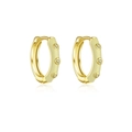 S925 silver hoop earrings in gold plating with three inset yellow cubic zirconia stones - Light Yellow