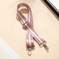 Pink and white striped woven adjustable shoulder strap with gold metal buckles for handbags - Pink and Gold (Silver Buckle)