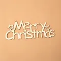 Lasergeschnittene Merry Christmas Holzdeko mit Sternenmustern in natürlicher Holzoptik - Kleine Frohe Weihnachten Plakette (20CM)