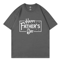 Dark grey Father's Day cotton T-shirt with white Happy Father's Day letter printing - XS / Top (English Print-318) / Dark Gray
