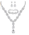 Detailed set of silver bridal jewelry featuring necklace, bracelet and earrings with zircon - Silver 3-Piece Set (778)