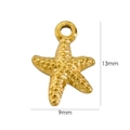 Macro shot of 14K gold starfish charm with dimensions 13mm by 9mm for DIY jewelry - 7094 Starfish