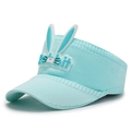 Breathable sky blue kids sun visor hat with cute 3D rabbit decor and mesh fabric - One Size / Light Blue