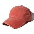 Unisex vintage washed red cotton baseball cap with adjustable strap and curved brim - Adjustable / Orange
