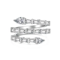 Three-tier spiral silver snake ring featuring marquise and baguette cubic zirconia - US 8 / DY120964 Pear and Baguette Wrap / Silver