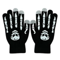 Guanti in maglia con teschio di Halloween bianchi e neri con funzione touch screen - Adulto Dito Completo-Teschio