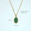 Detailed view of African jade necklace with dimensions 38+5cm length and 1.65cm pendant size - Oval Gemstone Style (1054)