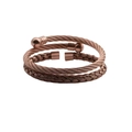 Rose gold stainless steel twisted wire and cable cuff bracelet set for men and women - Two-Piece Set / Rose Gold