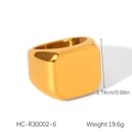 Polished gold square signet ring with measurements showing 1.74cm height and 19.6g weight - Square Mirror Signet Style (HC-R30002-6) / Gold