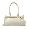 Bolso de hombro chic blanco crema con hebillas doradas y asas largas - Amarillo