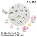 Stampo in silicone stella marina e conchiglie per torte fondente e argilla fai-da-te - Stile 2 / Grigio