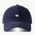 Dark blue cotton baseball cap with polar bear embroidery and adjustable strap for men - One Size / Navy Blue